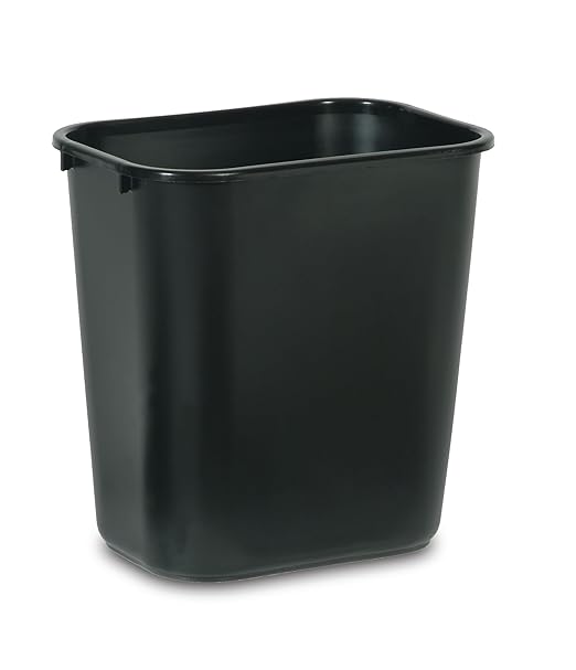Rubbermaid Commercial Products Wastebasket/Trash Can, 7-Gallon/28-Quart, Black, Plastic, for Bedroom/Bathroom/Office, Fits Under Desk/Sink/Cabinet, Pack of 4 - Image 2