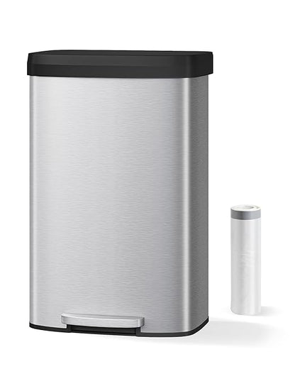 Garvee 21 gal / 80 L Stainless Steel Trash Can with Lid, Large Garbage Can for Kitchen, Rustproof Step-on Kitchen Metal Trash Bin with Liner Rim, Rear Handle, Soft Close Plastic Lid, Silver - Image 7
