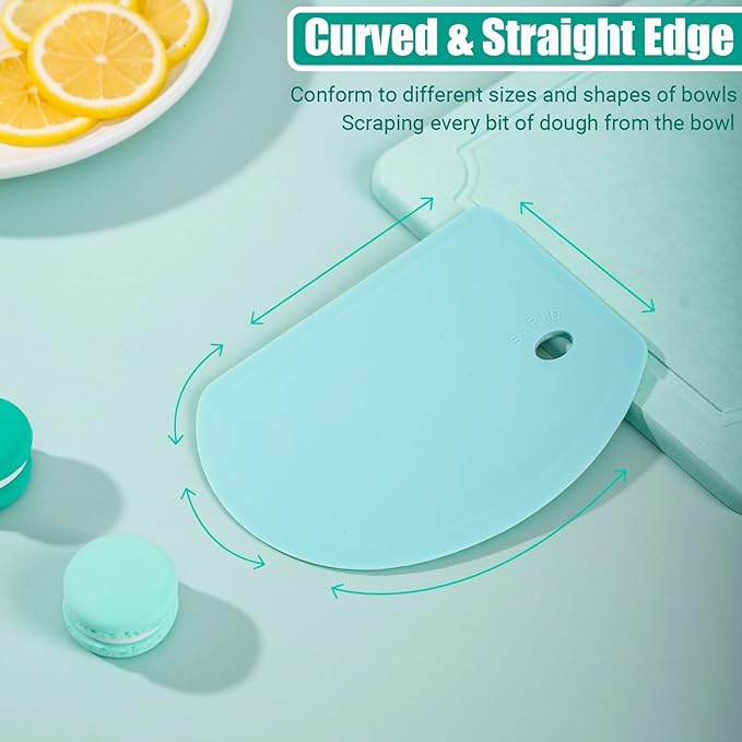 Silicone Dough Scraper with Stainless Steel Sheet, Curved Edge Flexible Bowl Scraper for Baking, Food Grade Silicone Bench Scraper for Sourdough Bread Proofing Basket, 5.98"×4.3", Mint Green, SAPID - Image 4