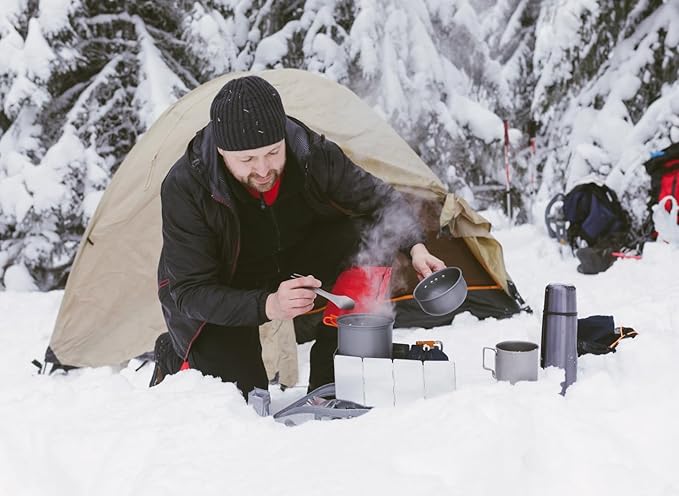 Stove Windscreen, 12 Plates Aluminum Stove Windshield with Drawstring Bag, for Camping, Butane Stoves