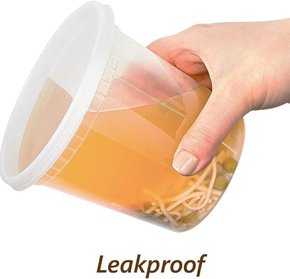 DuraHome Deli Containers with Lids 24oz. Leakproof 30 Sets BPA-Free Plastic Food Storage Cups Clear Airtight Takeout Container Heavy-Duty, Microwaveable Freezer Safe Disposable/Reusable - Image 3