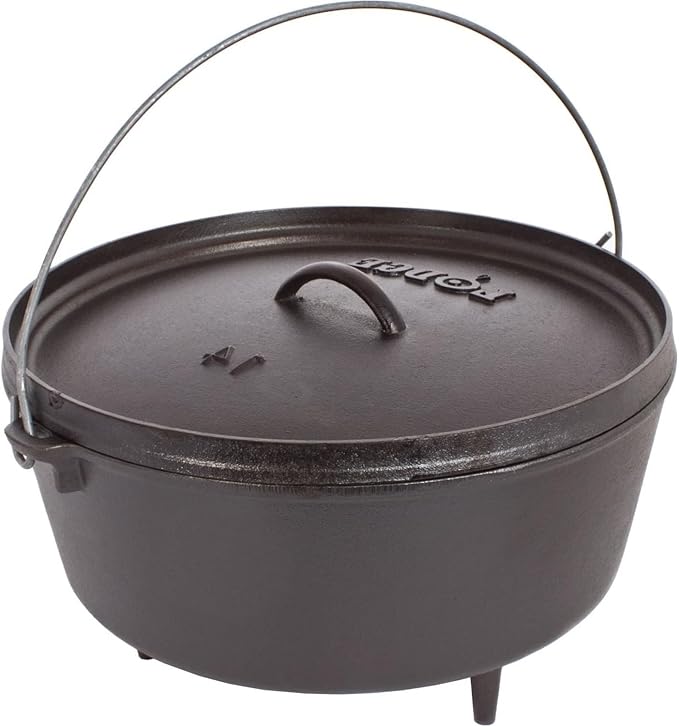 Lodge 5 Quart Pre-Seasoned Cast Iron Camp Dutch Oven with Lid - Dual Handles - Use in the Oven, on the Stove, on the Grill or over the Campfire - Black by Lodge