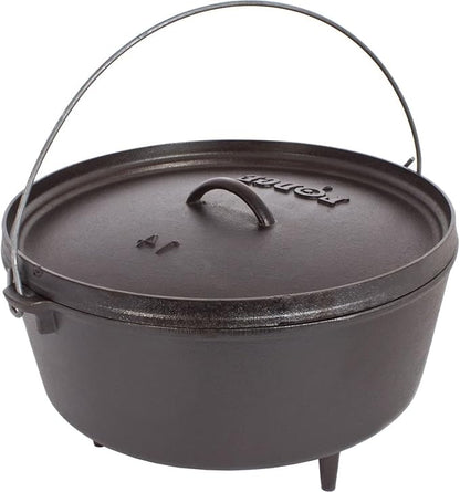 Lodge 5 Quart Pre-Seasoned Cast Iron Camp Dutch Oven with Lid - Dual Handles - Use in the Oven, on the Stove, on the Grill or over the Campfire - Black by Lodge