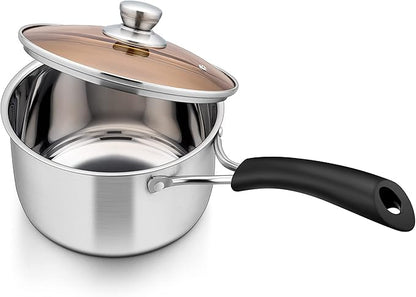Herogo 1 Quart Saucepan with Lid, 18/10 Stainless Steel Small Sauce Pan Pot, 1Qt Saucepan for Gas Electric Stove Top Camping, Healthy & Rust Free by Herogo