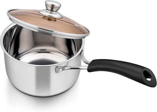 Herogo 1 Quart Saucepan with Lid, 18/10 Stainless Steel Small Sauce Pan Pot, 1Qt Saucepan for Gas Electric Stove Top Camping, Healthy & Rust Free by Herogo