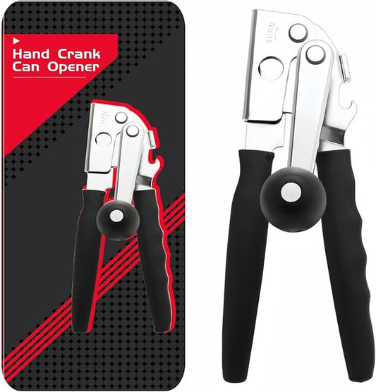 Heavy Duty Manual Can Opener with Magnet, Smooth Edge No Sharp Edges, Extra Long Easy-Grip Non-Slip Handle for Seniors Arthritis & Weak Hands, Food Grade Stainless Steel for Kitchen Camping RV