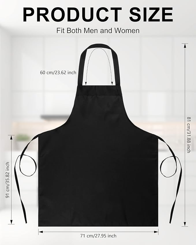Foaincore 36 Pack Bib Aprons Bulk Plain Aprons for Man Woman Adult Unisex Apron Machine Washable Adjustable Bib Apron(Black) - Image 2