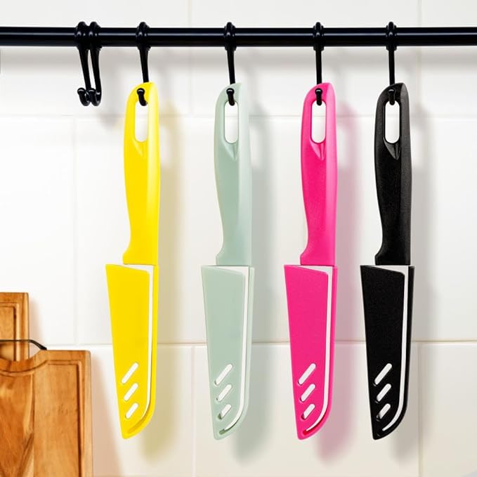 BYkooc 8 pieces Paring Knives (4PCS Peeling Knives and 4PCS Knife Sheath), Ultra Sharp Vegetable and Fruit Knife,German Steel Small Kitchen Knife with PP Plastic Ergonomic Handle - Image 5
