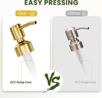 AmazerBath Soap Dispenser Green Glass Soap Dispenser with Pump Stainless Steel, 14.2OZ Luxury Gold Hand Soap Dispensers Bottles Bathroom, Refillable Kitchen Soap Dispenser for Dish Soap, 1 Pack - Image 3