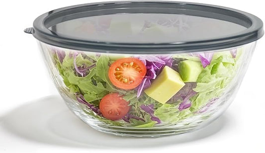 5 Quart Deep Big Glass Bowl with Lid,10 Inch Large Glass Mixing Bowl for Sourdough Bread Kitchen Salad Bread Storage, For Prepping, Marinating & Brining Kimch