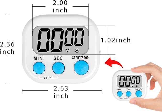 Lasubst Digital Classroom Timers for Teachers Kids School Supplies Bulk with Magnetic Back 12 Pack, Black White Pink Purple Blue Green