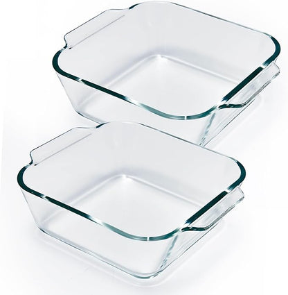 6"x6" Baking Pan, Square Baking Dishes 2 Pack Glass Bakeware Dish For Casserole Lasagna Brownie, Perfect for Reheating Individual Portions in Oven, Microwave or Air Fryer by Yomvzake