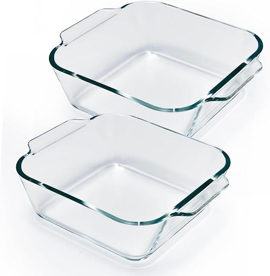 6"x6" Baking Pan, Square Baking Dishes 2 Pack Glass Bakeware Dish For Casserole Lasagna Brownie, Perfect for Reheating Individual Portions in Oven, Microwave or Air Fryer by Yomvzake