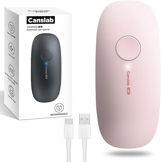 Canslab Ultrablde SE - USB Rechargeable Electric Can Opener for Kitchen for Seniors with Arthritis- Cordless Battery Powered Automatic, Side Cut, Smooth Edge, Handsfree, for Small or Large Cans, Pink by Canslab
