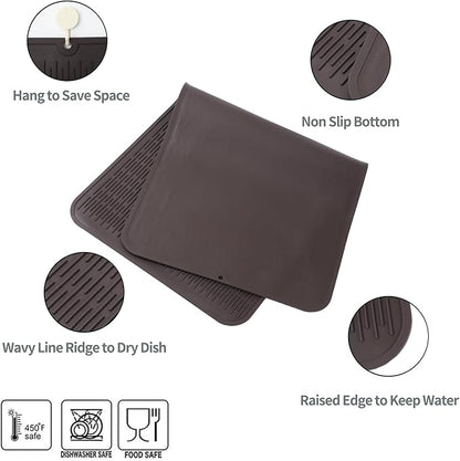 MicoYang Silicone Dish Drying Mat for Multiple Usage,Easy clean,Eco-friendly,Heat-resistant Silicone Mat for Kitchen Counter or Sink,Refrigerator or Drawer Liner Coffee 5XL 36inches x 18inches - Image 3