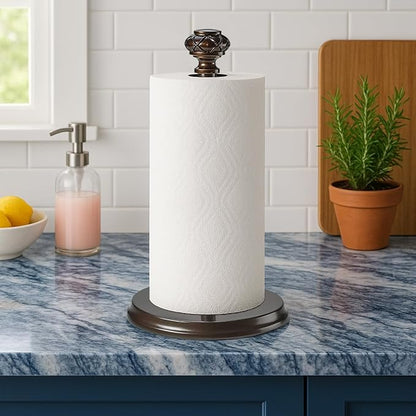 Paper Towel Holder Stand for Countertop, Decorative Freestanding Paper Towel Holder with Non-Slip Weighted Base, Heavy-Duty & Durable, Fits Regular & Jumbo Rolls, Oil Rubbed Bronze - Image 3