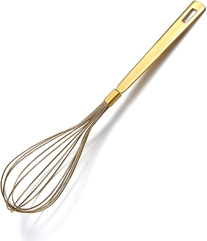 Gold Whisk, Berglander Whisk For Cooking With Titanium Gold Plating, Stainless Steel Balloon Whisk, Sturdy Kitchen Wire Whisk Set for Cooking, Baking, Blending, Beating, Dishwasher Safe, Easy to Clean by Berglander