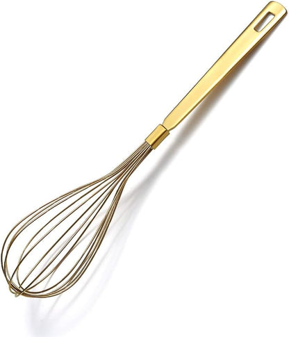Gold Whisk, Berglander Whisk For Cooking With Titanium Gold Plating, Stainless Steel Balloon Whisk, Sturdy Kitchen Wire Whisk Set for Cooking, Baking, Blending, Beating, Dishwasher Safe, Easy to Clean by Berglander