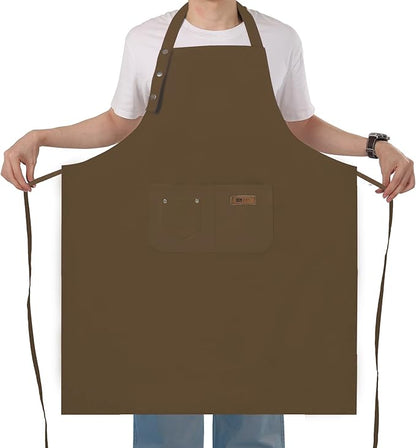 Yuubin Extra Large Aprons for Men Adjustable Button Apron with Pockets Chef Cooking Kitchen Aprons Women,Water&Oil Resistant