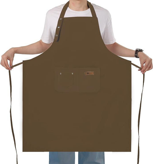 Yuubin Extra Large Aprons for Men Adjustable Button Apron with Pockets Chef Cooking Kitchen Aprons Women,Water&Oil Resistant