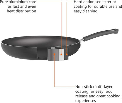 Amazon Basics Hard Anodized Non-Stick 12-Piece Cookware Set, Pots, Pans and Utensils, Black - Image 3