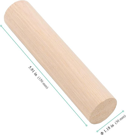 Wooden Rolling Pin Set, Natural, 6 x 1.2 Inch Mini Dough Rollers for Dumplings, Pizza, Bread, Tortillas, 15 Pieces
