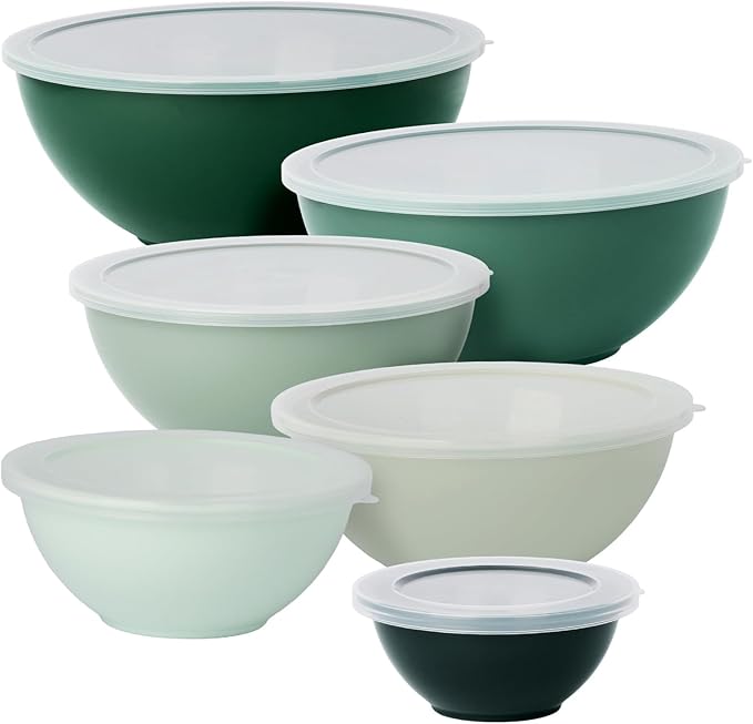 BoxedHome BPA Free Plastic Round Mixing Bowl with Lids, 12 Pack Nesting Bowls with Lids Set, Microwave and Dishwasher Safe Prep & Serving Bowls Great for Mixing, Baking, Serving (Green, 12pcs) - Image 3
