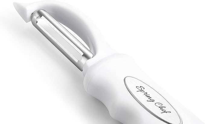 Spring Chef Premium Swivel Vegetable Peeler, Comfrotable Handle and Ultra Sharp Stainless Steel Blades - Perfect Kitchen Peeler For Veggie, Fruit, Potato, Carrot, Apple - White - Image 8