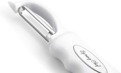 Spring Chef Premium Swivel Vegetable Peeler, Comfrotable Handle and Ultra Sharp Stainless Steel Blades - Perfect Kitchen Peeler For Veggie, Fruit, Potato, Carrot, Apple - White - Image 8
