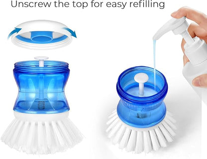 Dish Brush with Soap Dispenser, Firm Bristles Dish Scrubber for Pots, Pans & Sink Cleaning, 2 Pack - Image 3