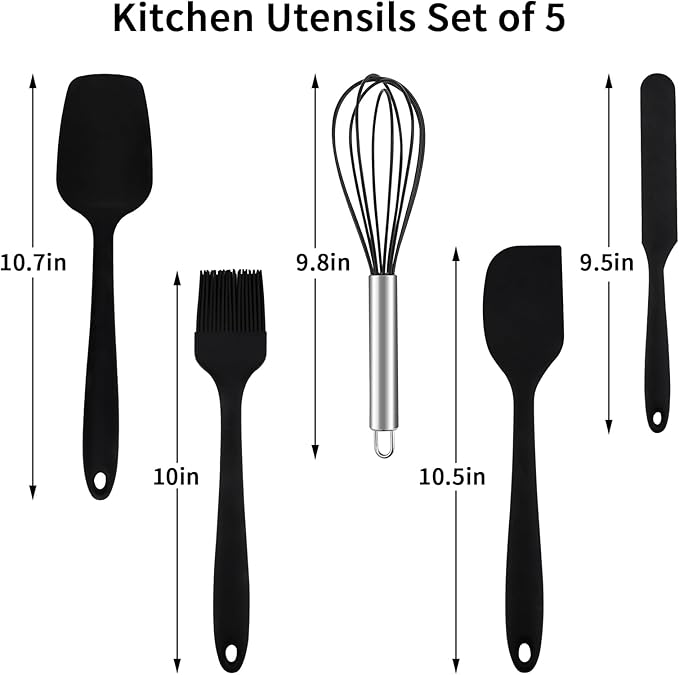Rorence Stainless Steel Mixing Bowls: Metal Mixing Bowl Set with Lids and Handles Non-slip Silicone Bottom Nesting Bowls for Kitchen Set of 3 - Black