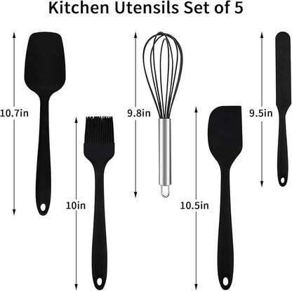 Rorence Stainless Steel Mixing Bowls: Metal Mixing Bowl Set with Lids and Handles Non-slip Silicone Bottom Nesting Bowls for Kitchen Set of 3 - Black