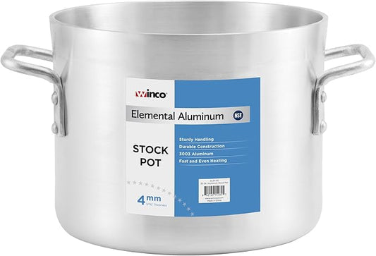 Winco ALST-10-NC Elemental Aluminum, 10 Qt Stock Pot, 4mm, Cooking Pot, Hand wash only
