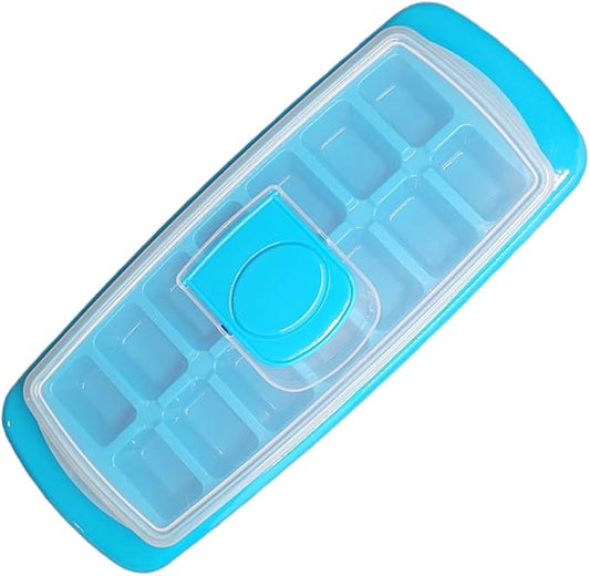 Handy Housewares Anti-Spill 14-Cubes Covered Ice Cube Tray with Easy Flip and Fill Lid (1-pack)