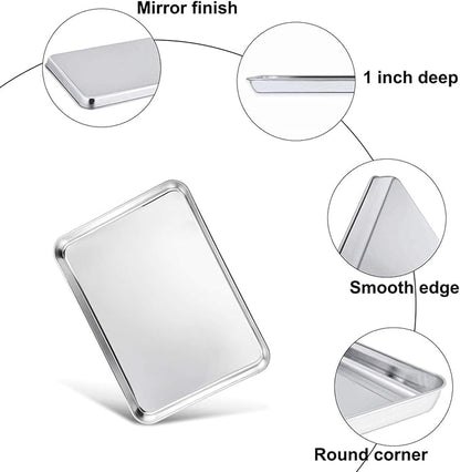 TeamFar Baking Tray and Rack Set, Stainless Steel Baking Pan Cookie Sheet with Cooling Rack, 12.5 x 9.5 x 1 inch, Non Toxic & Healthy, Easy Clean & Dishwasher Safe