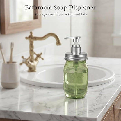 Amolliar Plastic Mason Jar Soap Dispenser with Pump Lid,16OZ Refillable BPA-Free Hand Soap Dispenser Set with Cute Lables, Farmhouse Decor for Kitchen/Bathroom, Liquid Dish Soap, Lotion(2 Pack, Green) - Image 5