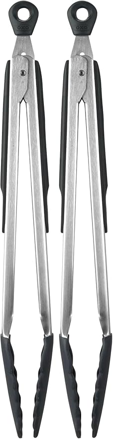 OXO Good Grips 12-Inch Tongs with Silicone Head,(Pack of 2) by OXO