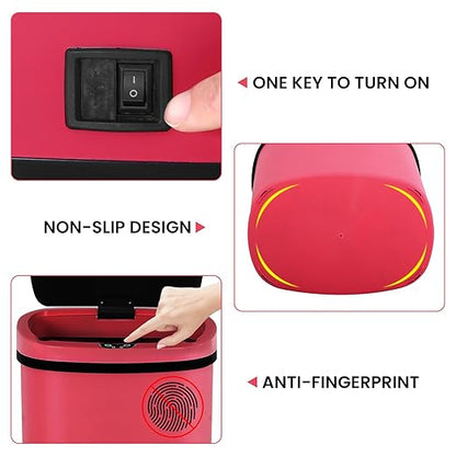 13 Gallon Trash Can | 50L Sensor Automatic Kitchen Trash Can with Lid | Touchless Garbage Bin Odor-Control for Kitchen, Office, Bedroom, Living Room (1 Pack, Red) - Image 4