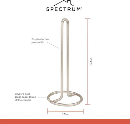 Spectrum 41078 Diversifies Designs Paper Towel Holder, 2 Ounce, 1 Count, Satin Nickel
