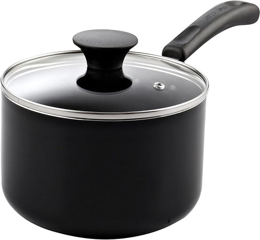Cook N Home Nonstick Sauce Pan with Glass Lid 3-Qt, Multi-purpose Pot Saucepan Kitchenware, Black, Aluminum by CookNHome