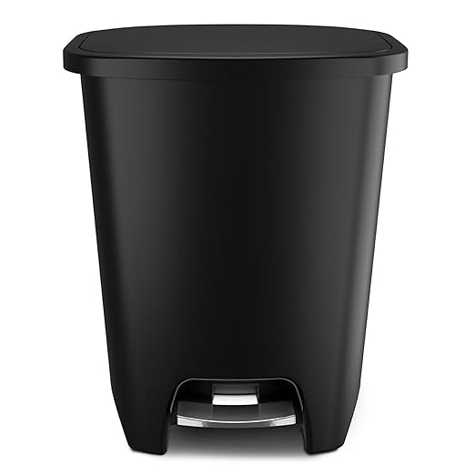 Glad Premium 20 Gallon Trash Can - Plastic Kitchen Waste Bin with Odor Protection of Lid, Stainless Steel Step On Foot Pedal and Garbage Bag Rings, Black - Image 6