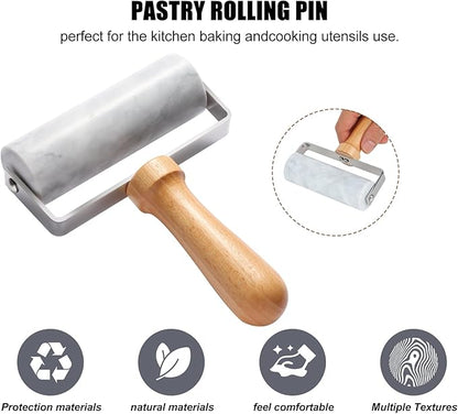 Smooth Surface Marble Rolling Pins for Baking,Dough Roller with T-Type,Pastry Roller Enhance Your Baking Skills,Non-Stick Surface,Versatile and Compact-for Home Bakers and Professional Chefs