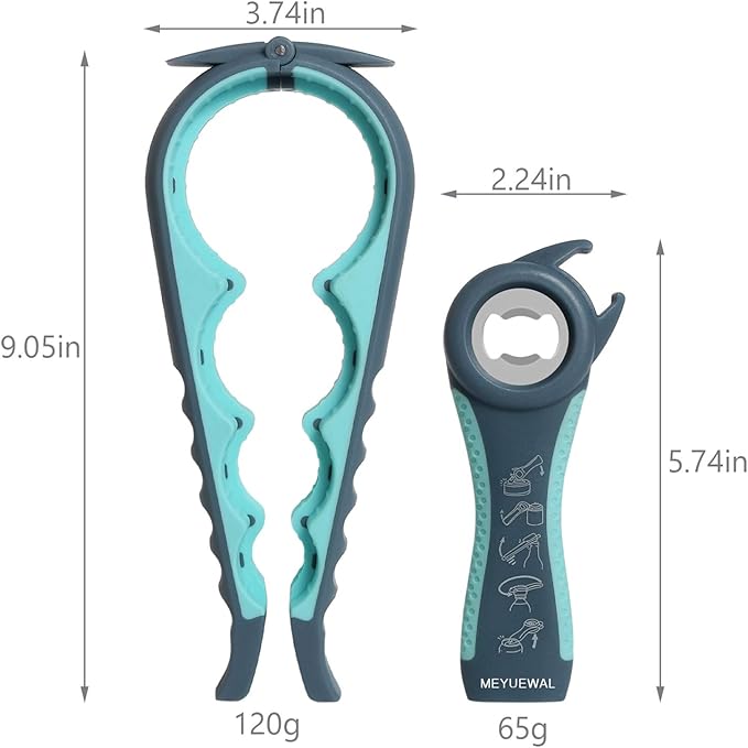 Jar Opener, 5 in 1 Multi Function Can Opener Bottle Opener Kit with Silicone Handle Easy to Use for Children, Elderly and Arthritis Sufferers (New blue) - Image 4