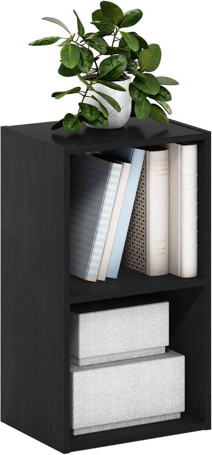 Furinno PASIR Book Shelf, 2-Tier Modern Bookshelf, Open Shelves Bookcase 9 x 12 x 21, Easy Assembly, for Living Room, Bedroom, Home Office, Blackwood by Furinno-FitsYourSpaceFitsYourBudget