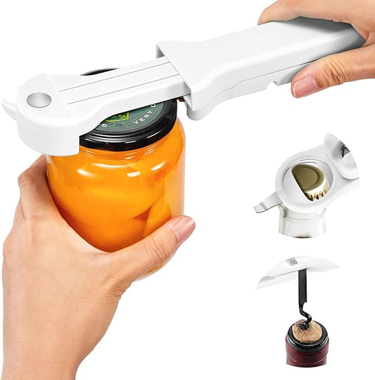 7-in-1 Jar Opener for Seniors – Magnetic adjustable Jar Opener & Bottle Opener for Arthritis, Weak Hands, Easy-Grip Kitchen Lid Opener Gadgets (Off-White)