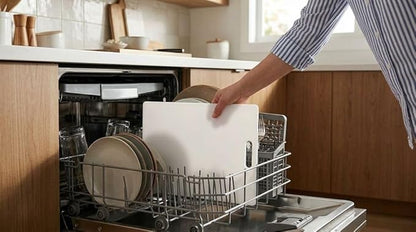 Farberware Extra-Large Plastic Cutting Board, Dishwasher- Safe Poly Chopping Board for Kitchen Meal Prep with Easy Grip Handle, 12-inch by 18-inch, White - Image 8