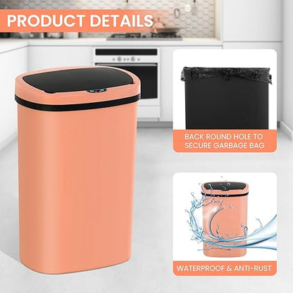 13 Gallon Trash Can,50Liter Plastic High-Capacity Automatic Kitchen Trash Can with Lid,Motion Sensor Touch Free Garbage Cans for Bathroom, Bedroom, and Kitchen (2, Pink) - Image 6