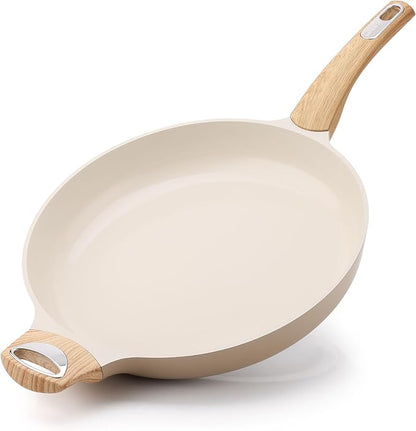 SENSARTE Ceramic Nonstick Frying Pan Skillet with Hot-resistant Handle 12.5Inch Large Non-toxic Healthy Kitchen Cooking Chef's Pan, Free of Intentionally Added PFOA/PFAS/PTFE, Induction Compatible by SENSARTE