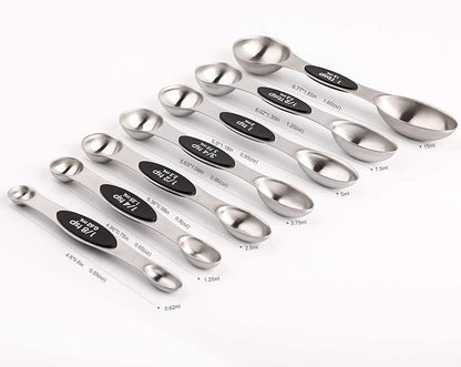 Magnetic Measuring Spoons Set of 8 Stainless Steel Stackable Dual Sided Nesting Teaspoons and Tablespoons for Measuring Dry and Liquid Ingredients - Image 2