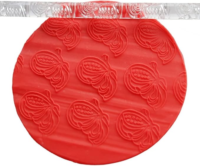 Rengue Acrylic Rolling Pin with 28 Patterns, Compliant Material, Comfortable Grip, 16 X 1 Cm, Lightweight for Dough and Pastry Acrylic Rolling Pin with 28 Patterns, Nan Kitchen (#20)